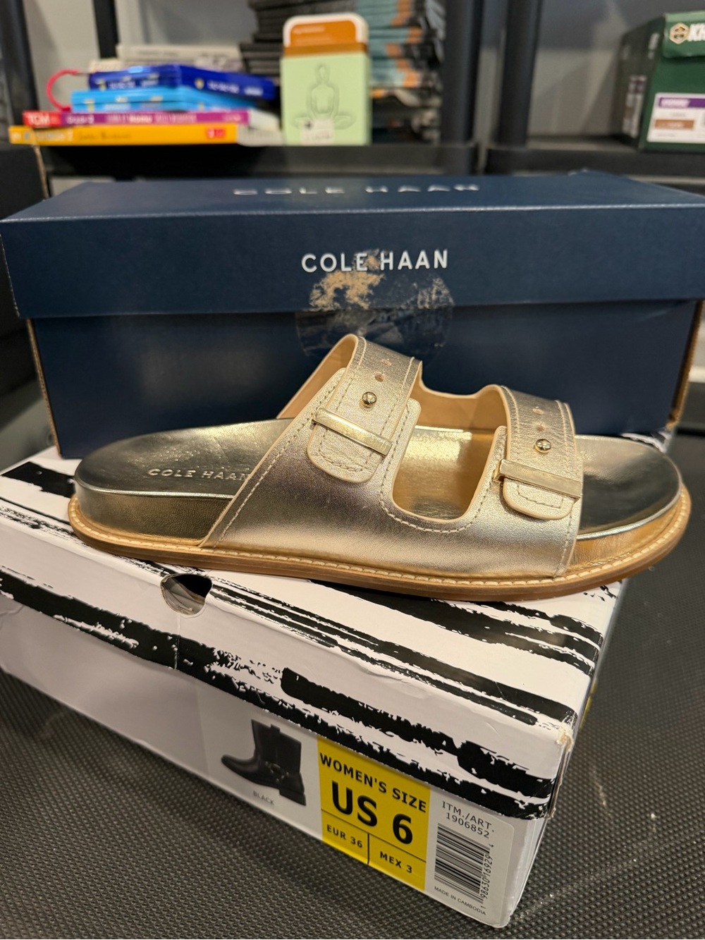 Cole Haan Women’s Marisol Slide Sandals Gold Leather Size 8 M US